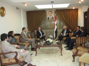 Professor Anton Caragea and romanian delegation received by Dr.Mohsen Bilal minister of information of Syria R.A