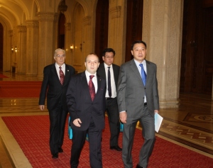 IRICE President-Anton Caragea, H.E. Ambassador Daulet Batrashev, Yerzhan Bertayev and Academician Mircea Constantinescu