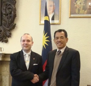 President Professor Dr. Anton Caragea and Tajul Aman Mohammad Ambassador of Malaysia